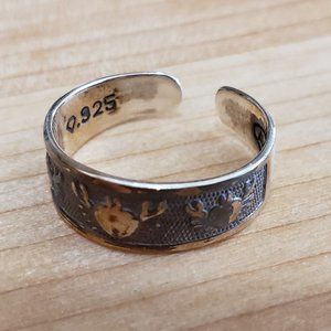 Sterling silver toe ring - Cancer zodiac sign